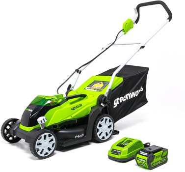 Green works 14-Inch 40V Cordless Lawn Mower, 4.0 AH Battery Included MO40B410