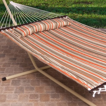 Sienna Stripe Quilted 2 Person Hammock With Stand