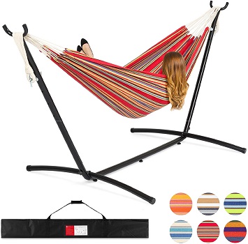 SUNNYDAZE COTTON ROPE FREESTANDING 2 Person Hammock With Stand