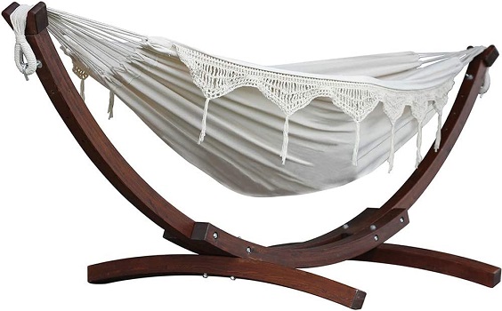VIVERE solid pine wood 2 Person Hammock With Stand