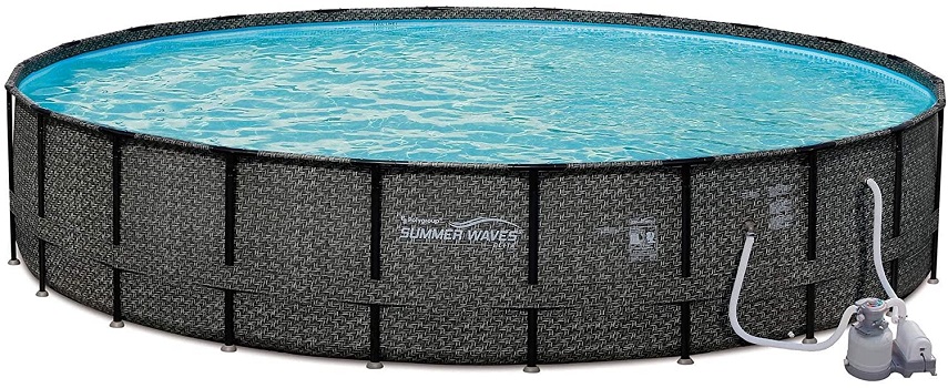 Summer Waves 24ft x 52” Elite Wicker Round Permanent Above Ground Pool Frame